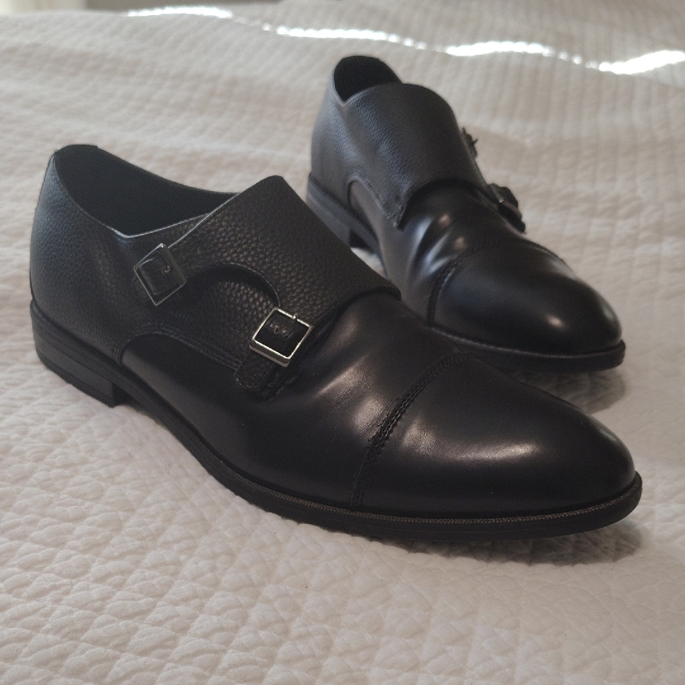 Joseph Abboud Black Leather Monk Strap Oxfords